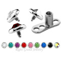 316L angepasst chirurgischer Edelstahl CZ Stein Dermal Anchor Tops Skin Diver Piercing